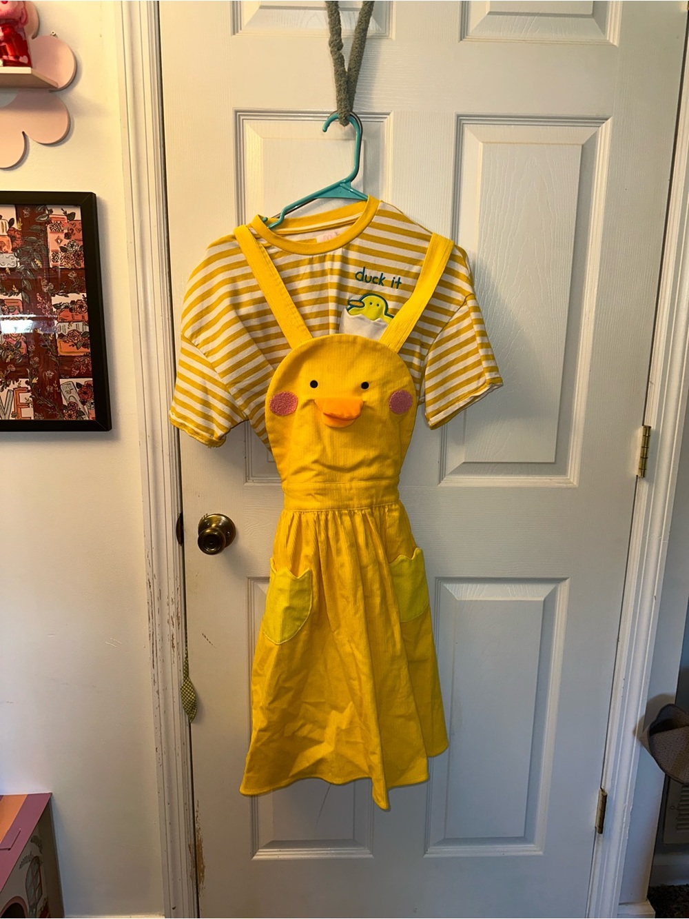 Yellow Duck Overall Dress with Striped Tee